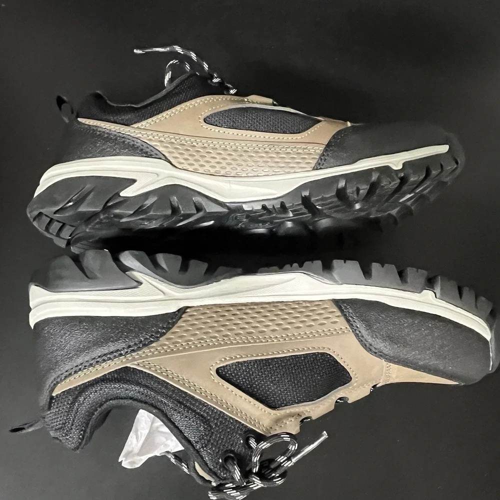 Ozark Trail Stone Mens Hiking Shoes Taupe Black Leather Low Top Size 11 NEW